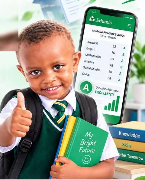 Mwanafunzi akionyesha matokeo yake kwenye simu — Edumis